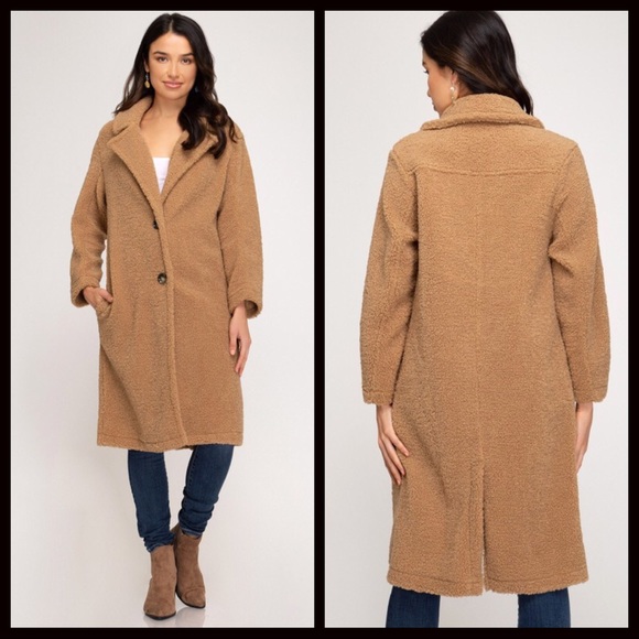 1 LEFT🎄Brooke Faux Fur Pea Coat-Camel - Picture 2 of 3